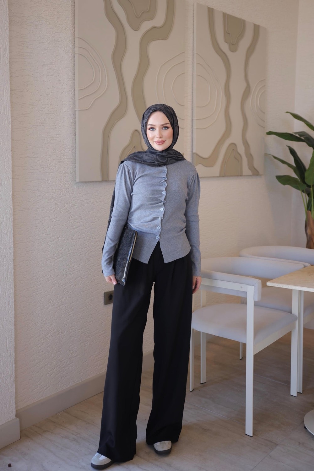 İmaj Butik Haki Bel Büzgülü Corsman Triko Hırka görsel 3