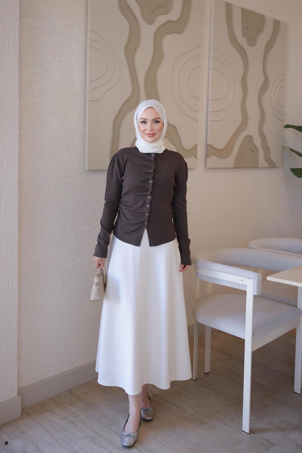 İmaj Butik Haki Bel Büzgülü Corsman Triko Hırka görsel 6