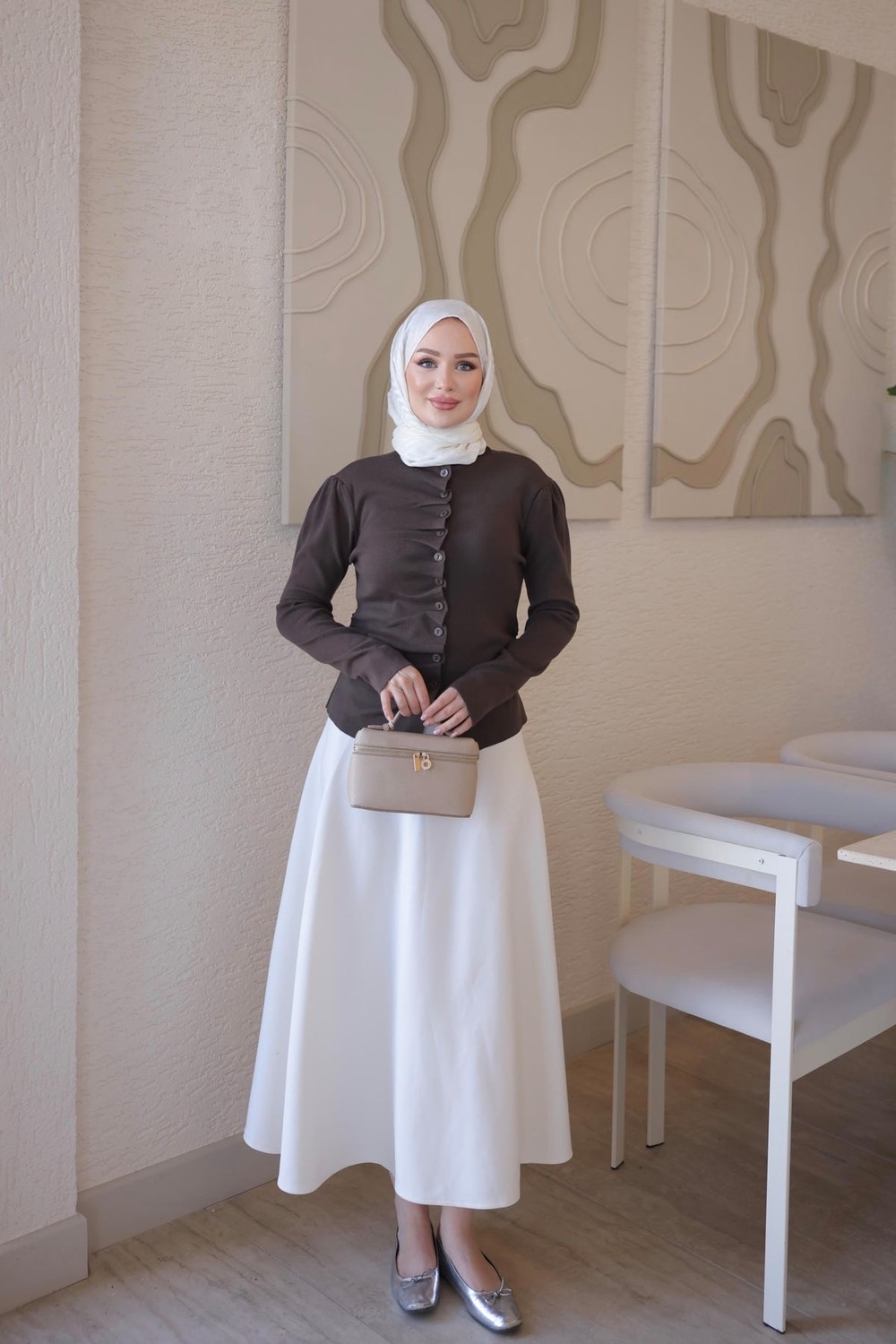 İmaj Butik Haki Bel Büzgülü Corsman Triko Hırka görsel 7