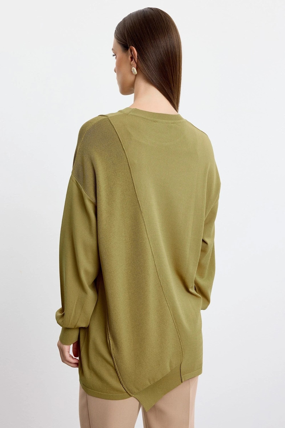 Tığ Triko Örgü Detaylı Tunik Olive 21872 görsel 2