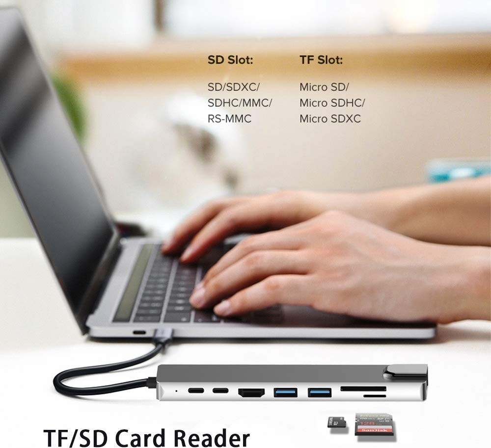 Die Grup Daytona CF10 Macbook Uyumlu Type-C™ To 4K HDMI 2* Type-C 2* USB 3.0 Ethernet Lan 2* Sd 8ın1 Çevirici Hub Adaptör görsel 2