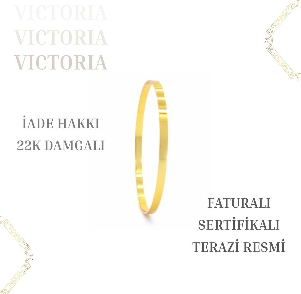 Victoria 1,5 gr Yatırımlık Altın 3 mm Kibrit Çöpü Çocuk Bilezik Sertifikali– 22 Ayar Damgalı– Faturalı– Iade Hakkı