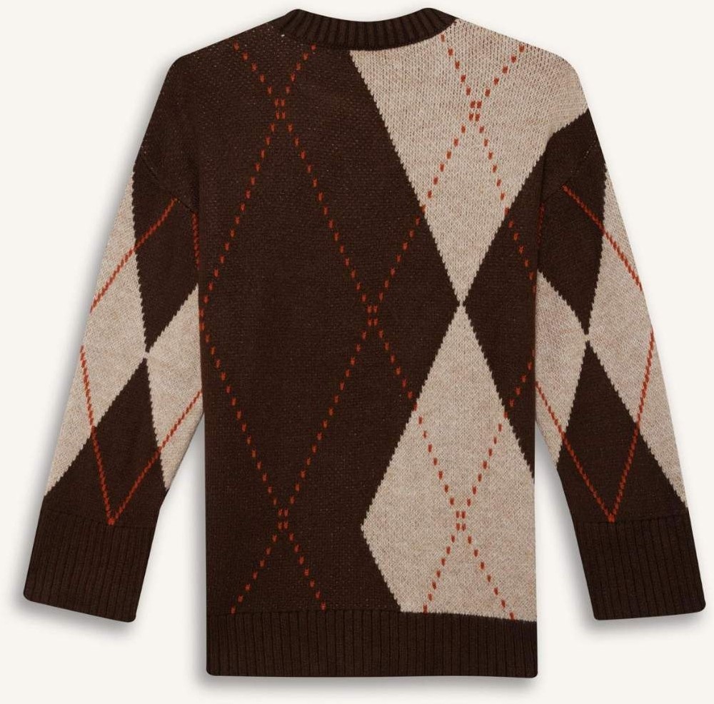 DeFacto Regular Fit Bisiklet Yaka Baklava Desenli Triko Kazak Tunik G0711AX25WN görsel 6
