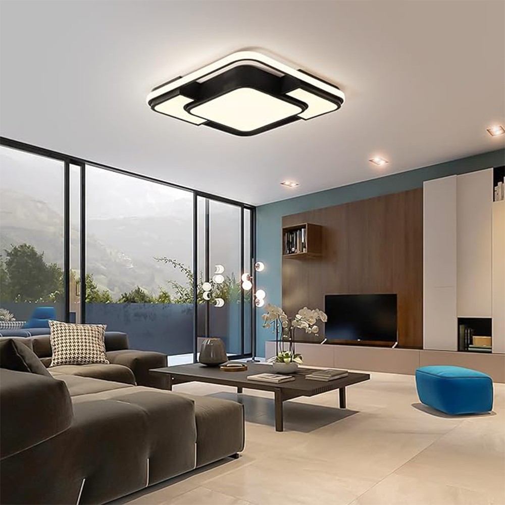 Catluz Işık Karesi 3 Işık Renkli Kumandalı Dimli 50x50cm Tavan Lambası,modern LED Aydınlatma