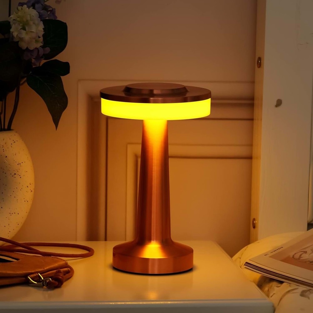 Hymark Retro Şarjlı Dekoratif Dokunmatik Metal Masa Lambası 3 Renk Mod Dim Edilebilir