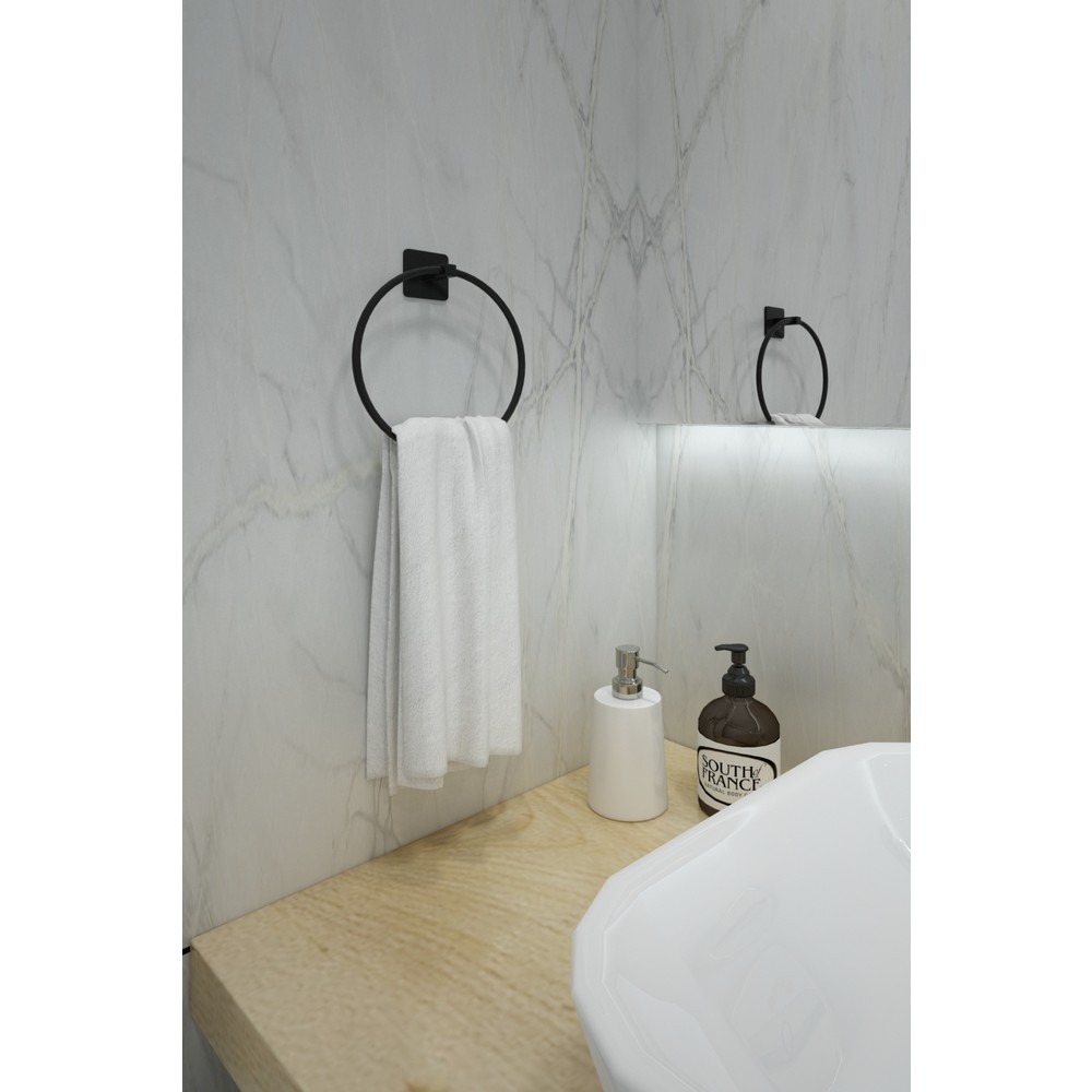 Alper Banyo Jasmin Siyah Yapışkanlı Havluluk Havlu Askısı 16 cm Alüminyum Malzeme ile Şık Tasarım