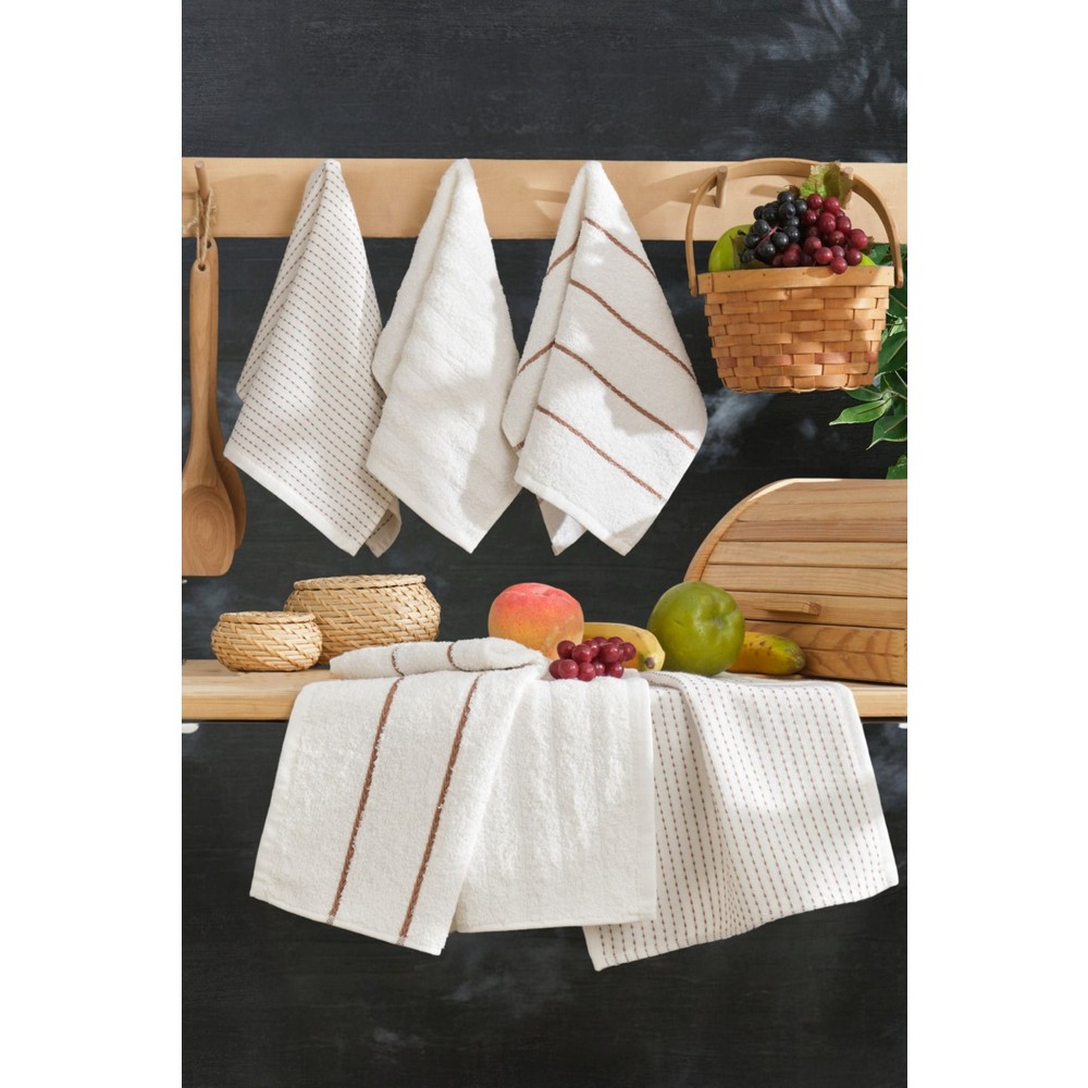 Casnack Seher 30 x 50 cm Pamuklu Mutfak Ve El&Yüz Havlu Seti 6 Adet Şık Tasarım