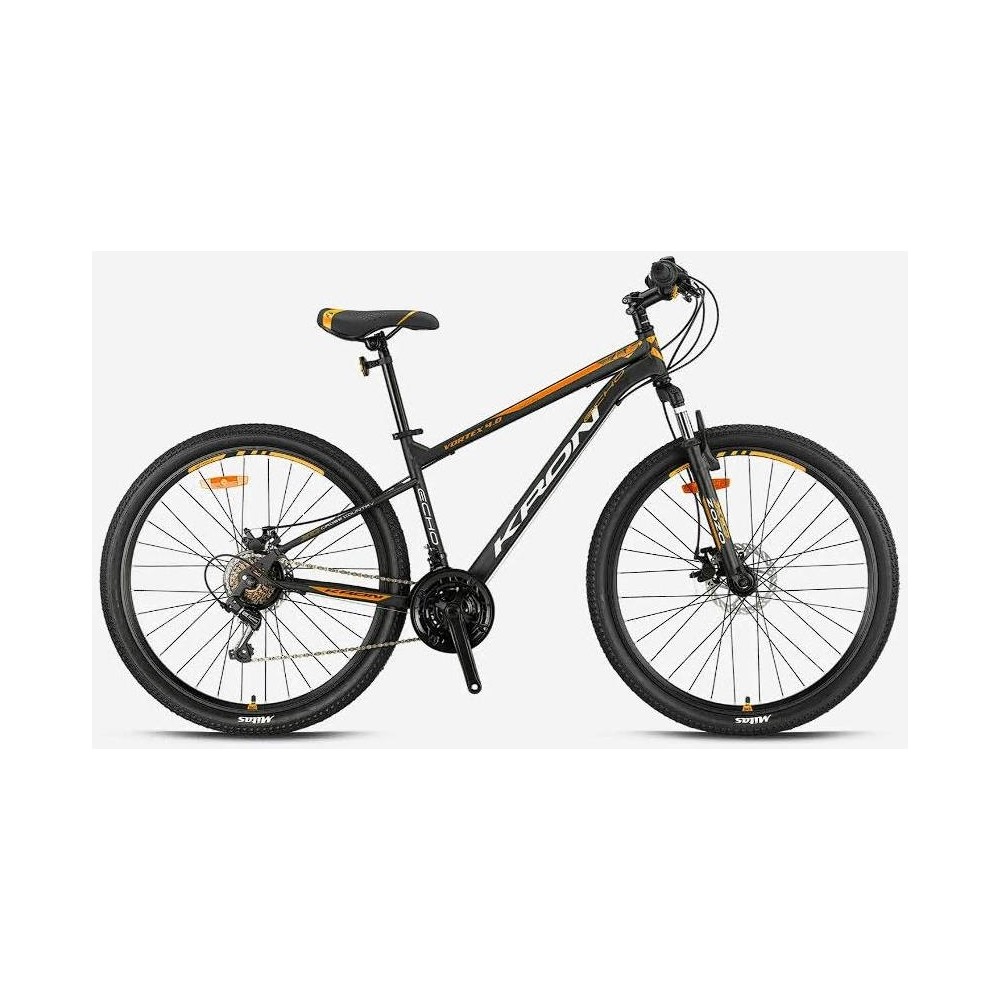 Kron Vortex 4.0 - 26  Mtb - 16' - 21 Vites - M.dısc - Mat Siyah-Gri/neon Turuncu