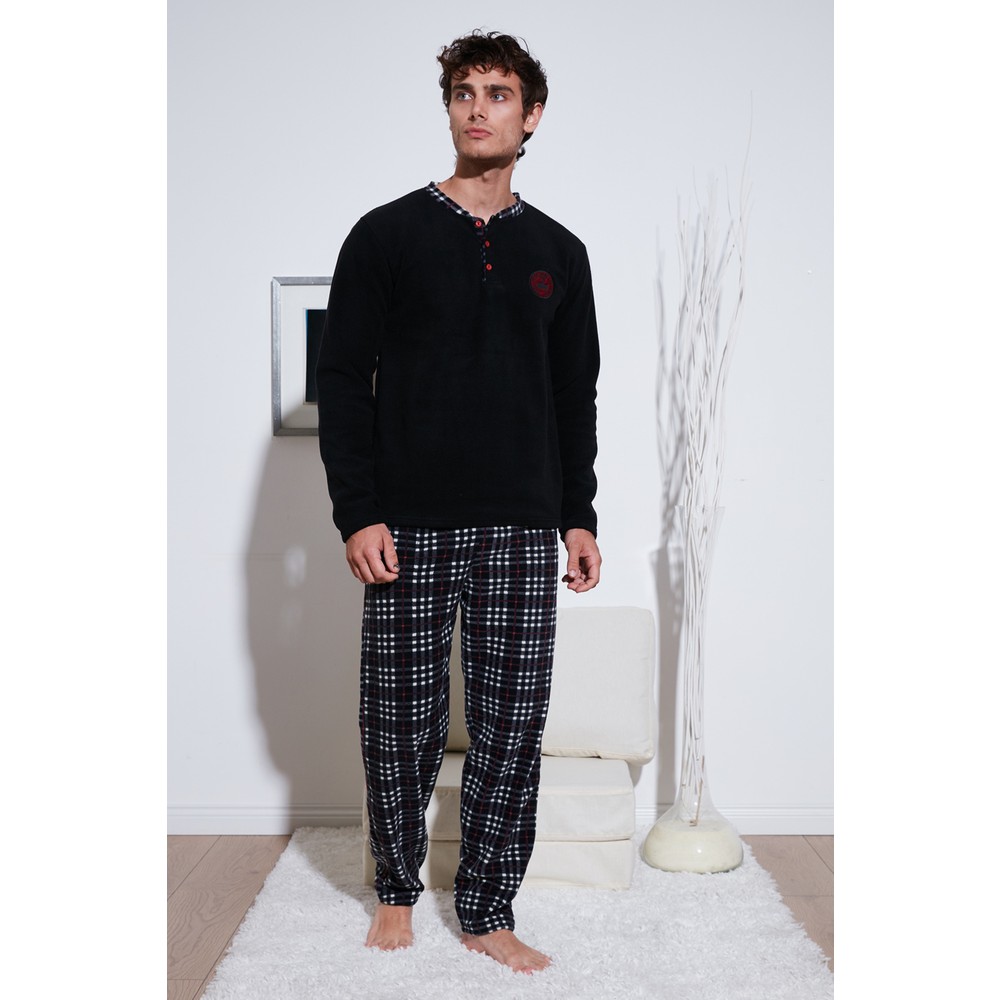 Buratti Regular Fit Bisiklet Yaka Kışlık Yumuşak Dokulu Polar Pijama Takımı Erkek Pijama Takımı 6096100