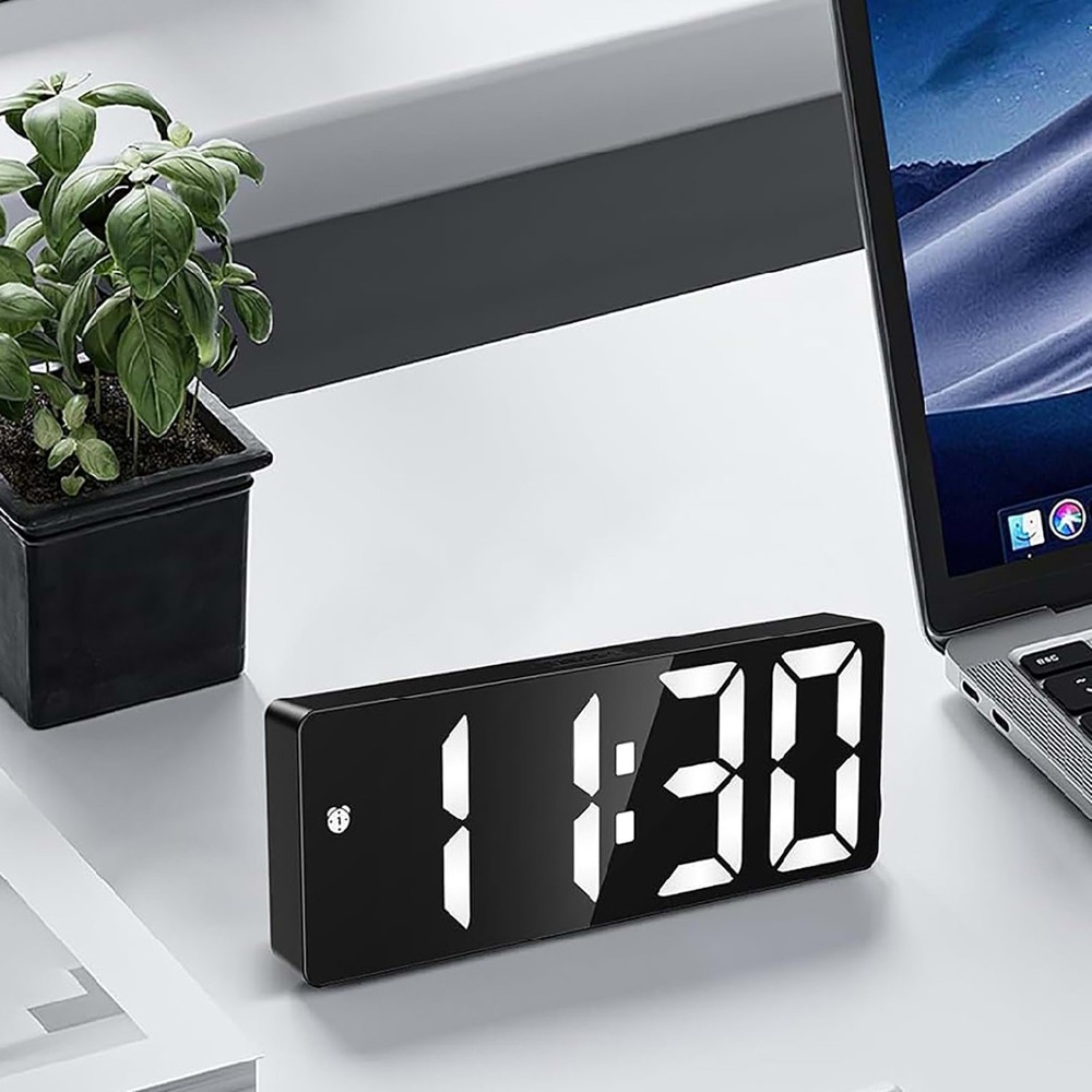 Hymark LED Ekran USB Güç Dijital Aynalı Masa Saati Sıcaklık Alarm Takvim/ADPT