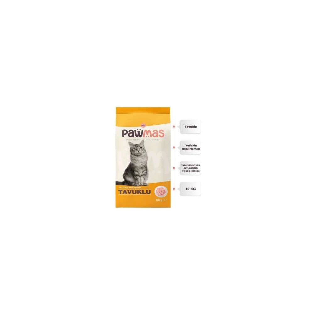 Pawmas Tavuklu Yetişkin Kedi Maması 10 kg