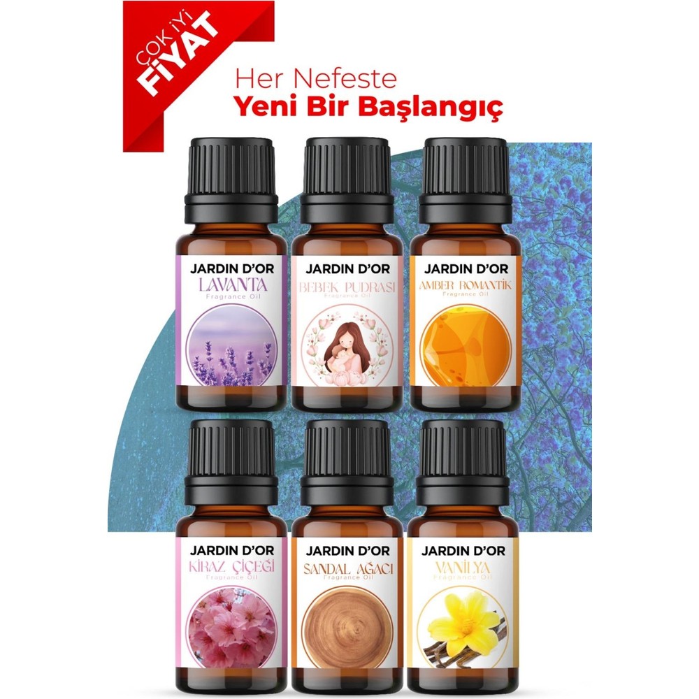 6'lı Set Esansiyel Uçucu Yağ Buhurdanlık Yağı Hava Nemlendirici Aroma Difüzörü Kokusu Esans