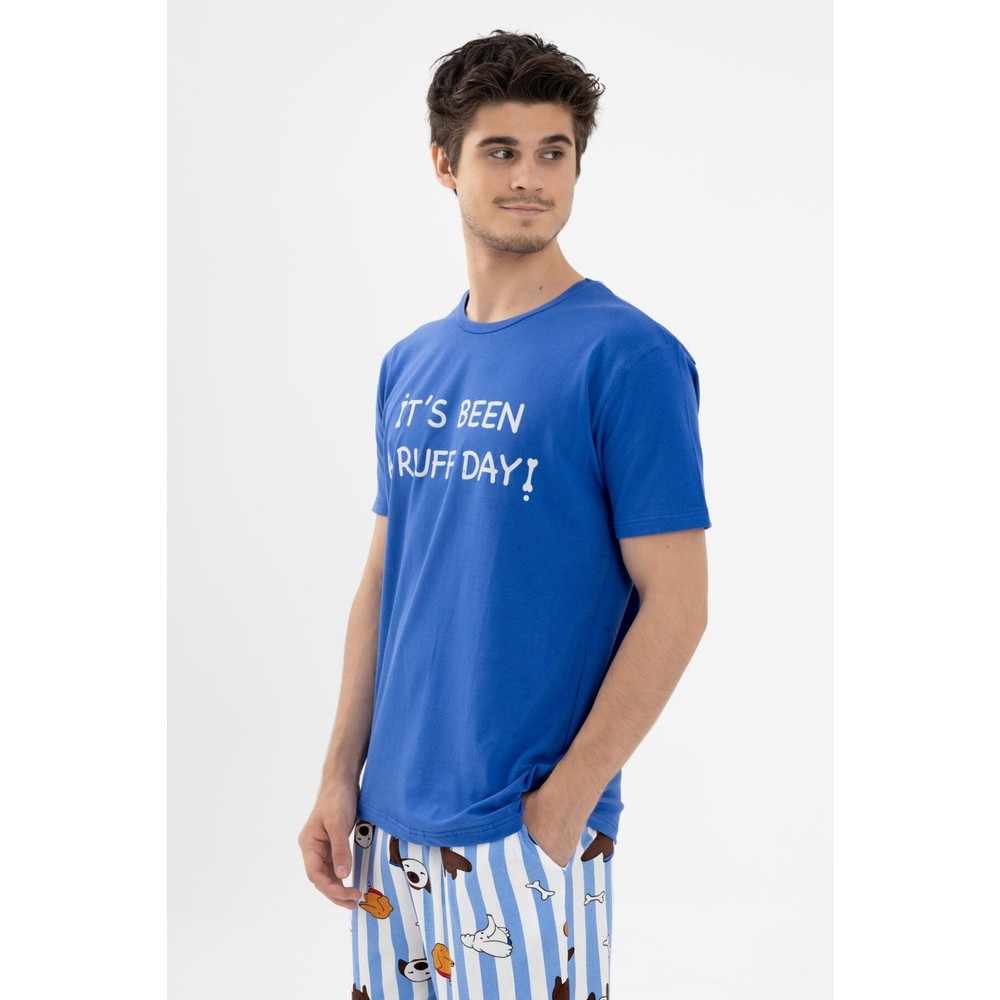 Koza İç Giyim Erkek Kısa Kollu Pamuklu Hayvan Desenli Pijama Takımı