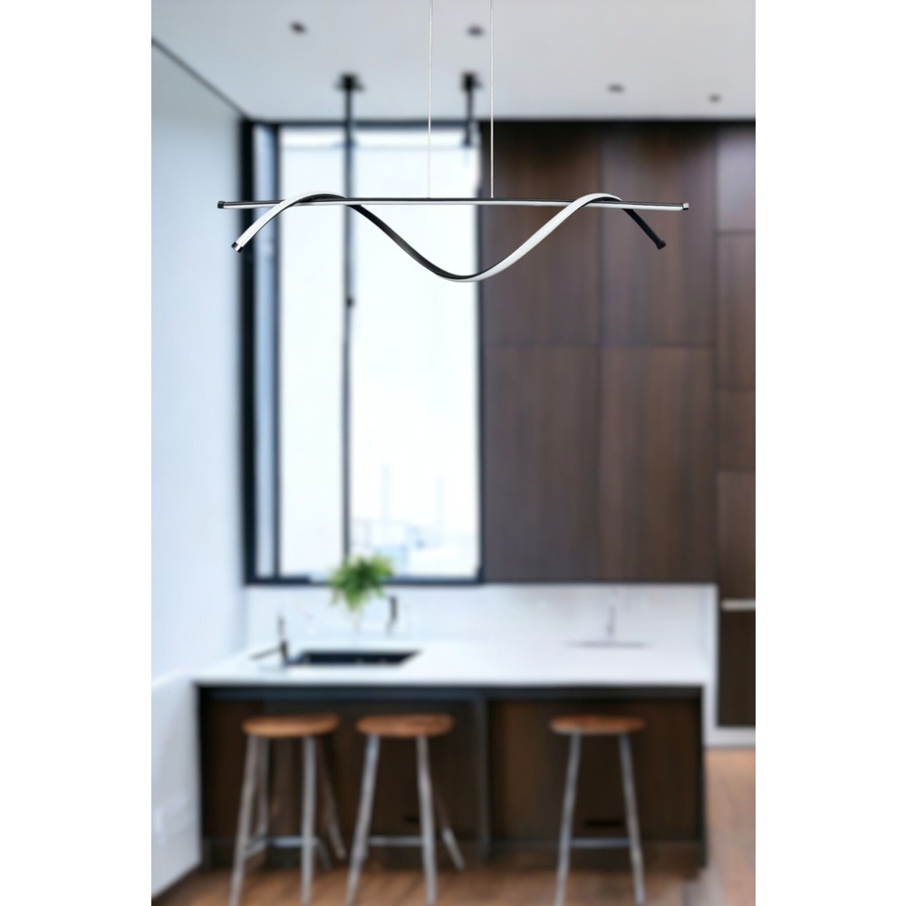 Legacy Eclipse Modern Tasarım Siyah Renk Beyaz Ledli Cafe - Mutfak - Salon 2 Li LED Avize