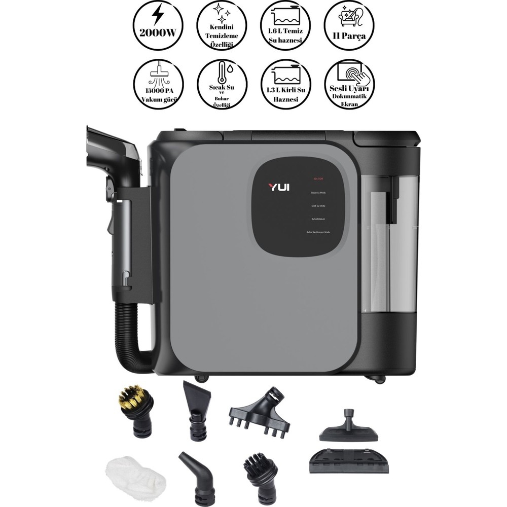 Yui X300 Pro Max 2000 W Buharlı Halı ve Koltuk Yıkama Makinesi-Buharlı Temizlik Makinesi