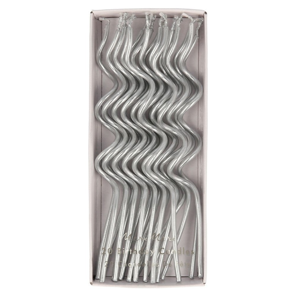 Meri Meri - Silver Swirly Candles - Gümüş Kıvrımlı Mumlar - 20'li