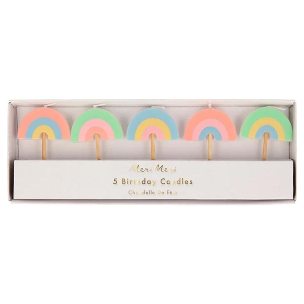 Meri Meri - Rainbow Candles - Gökkuşağı Mumlar - 5li
