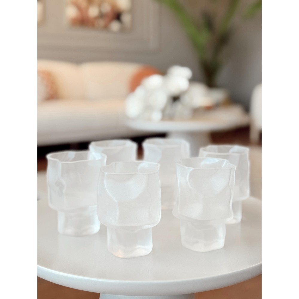 Linan Ware 6'lı Viski/kokteyl Tasarım Cam/dışı Silikon Kaplı Bardak 200 ml Dsg - 14