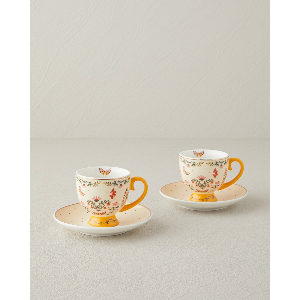 English Home Dipsy New Bone China 4 Parça 2 Kişilik Kahve Fincan Takımı 100 ml Hardal