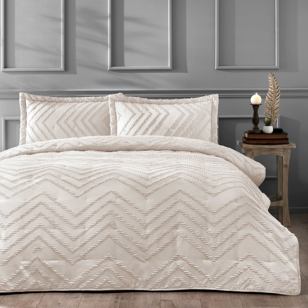 Linens Borneo Tek Kişilik Yatak Örtüsü Seti Taş Polyester Geometrik Desenli Şık Tasarım