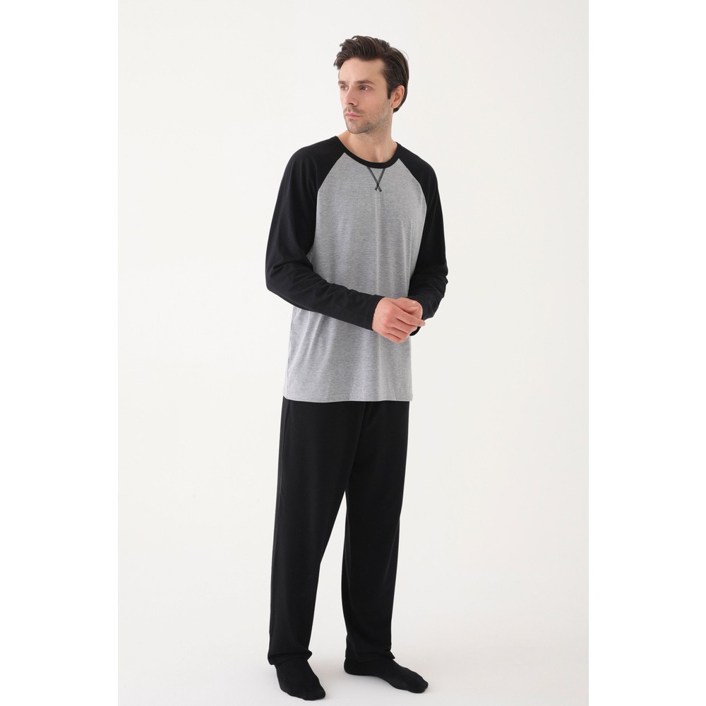 Erkek Pamuklu Uzun Kollu Cepli Pijama Takımı