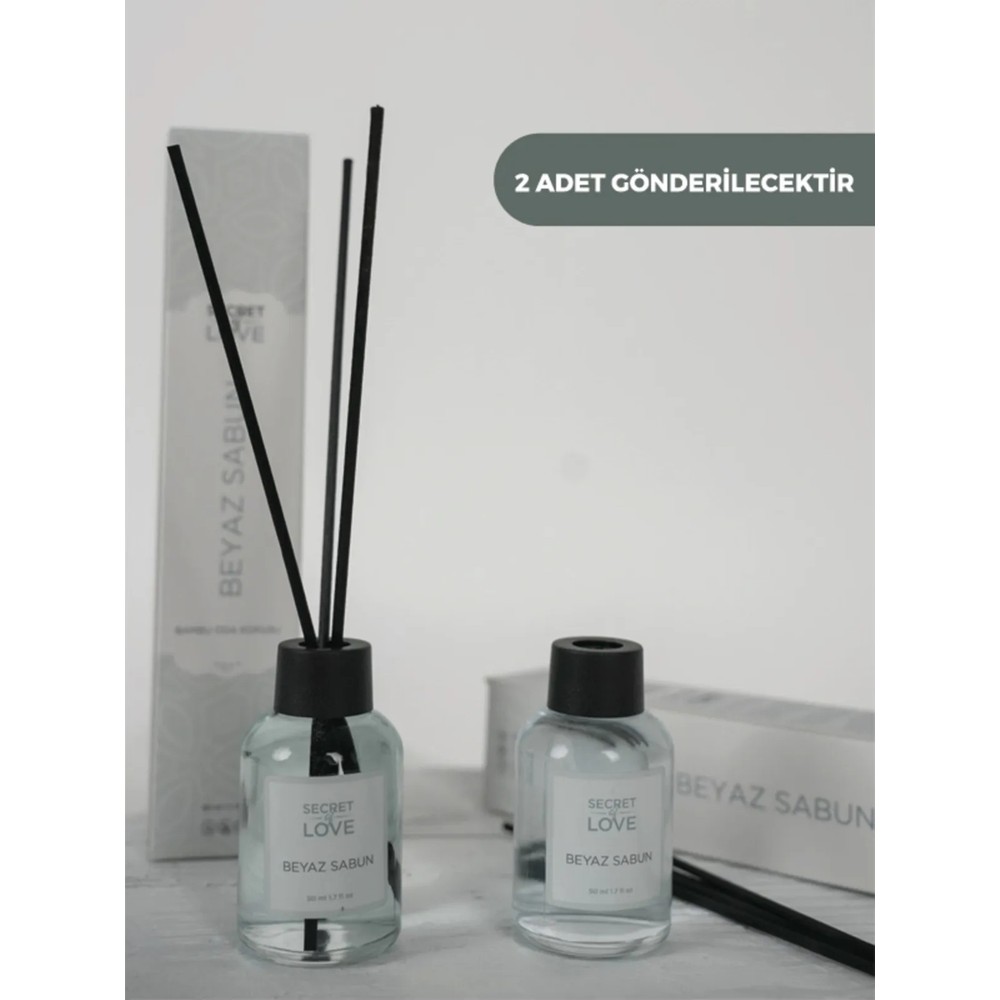 Secret of Love 2'li Çubuklu Oda Kokusu Beyaz Sabun 50 ml Hafif Ferahlatıcı Etki