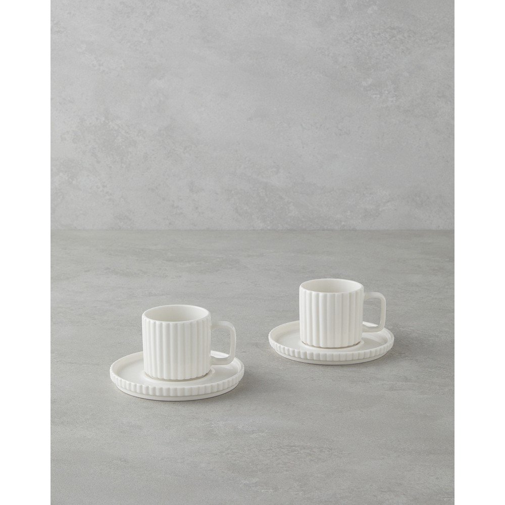 English Home Lunara Porselen 4 Parça 2 Kişilik Kahve Fincan Takımı 90 ml Beyaz