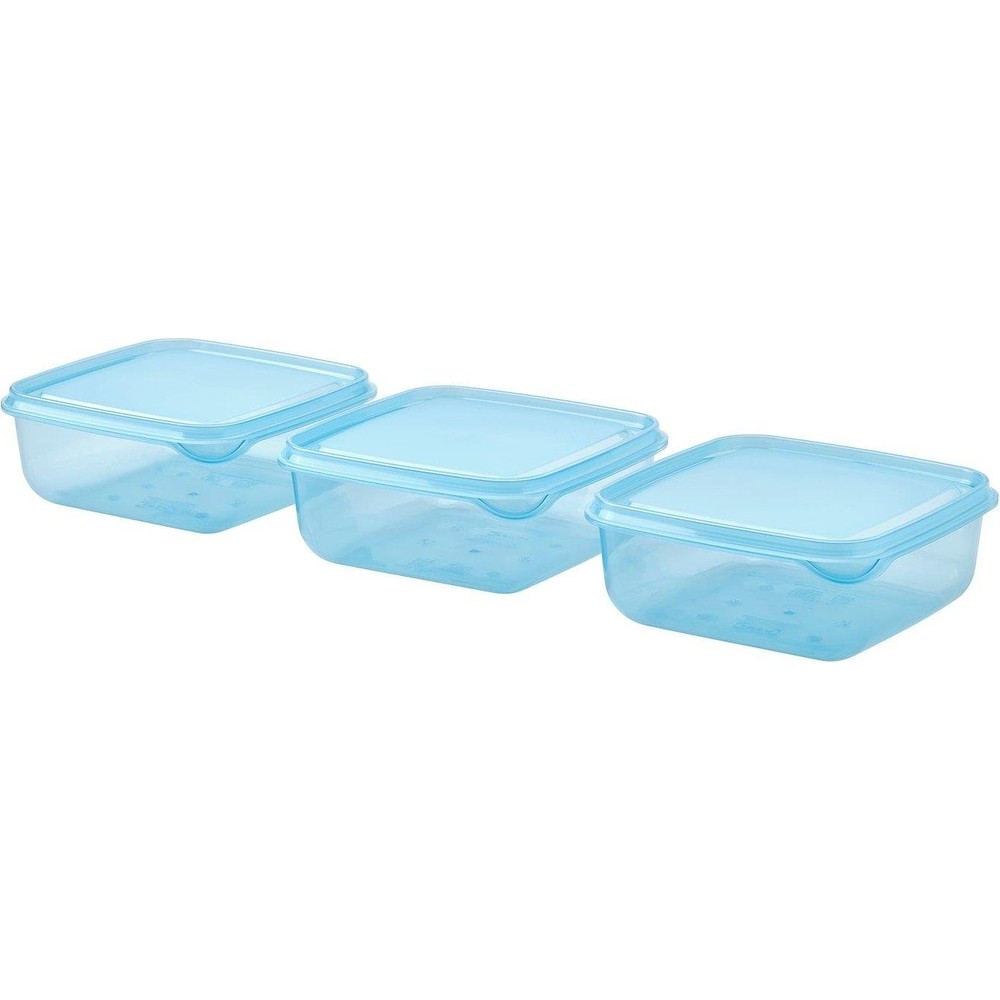 IKEA Pruta Plastik Saklama Kabı Seti Mavi 0,6 Lt 3 Parça 10597103