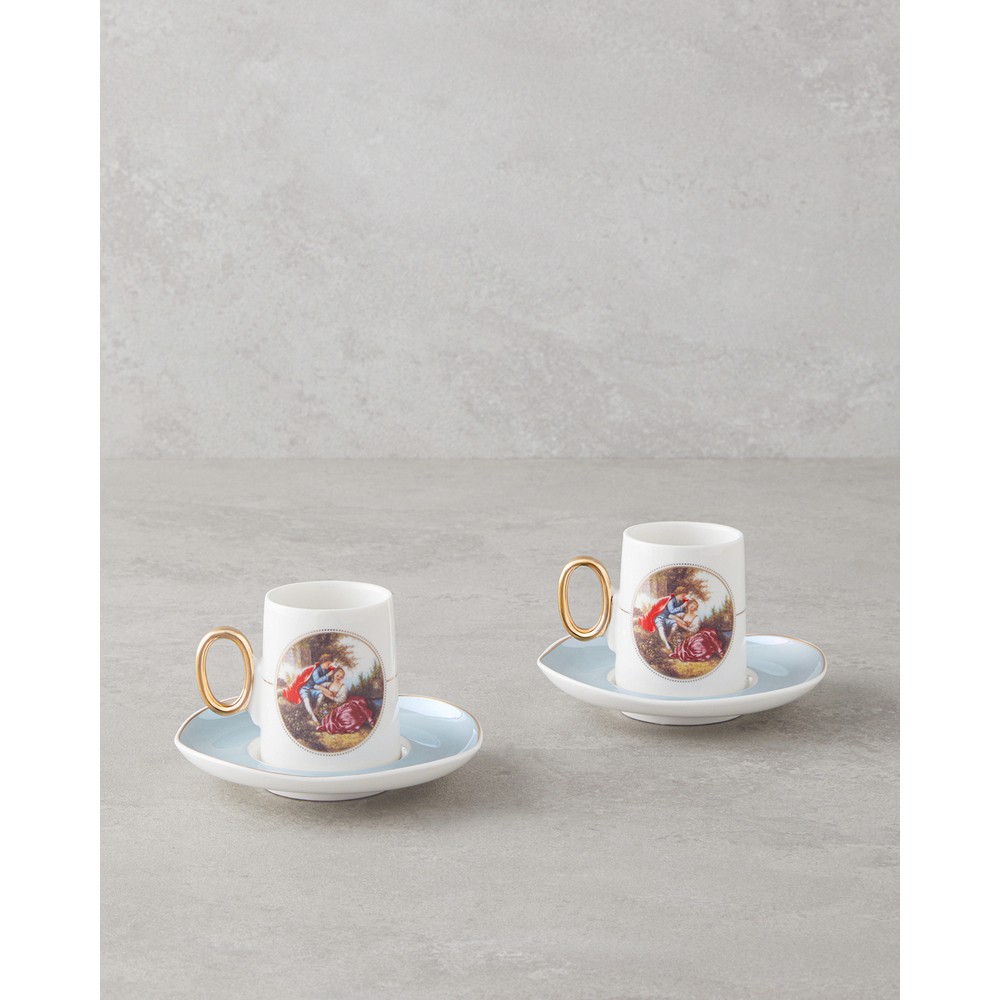 Selene Porselen 4 Parça 2 Kişilik Kahve Fincan Takımı 80 ml Mavi
