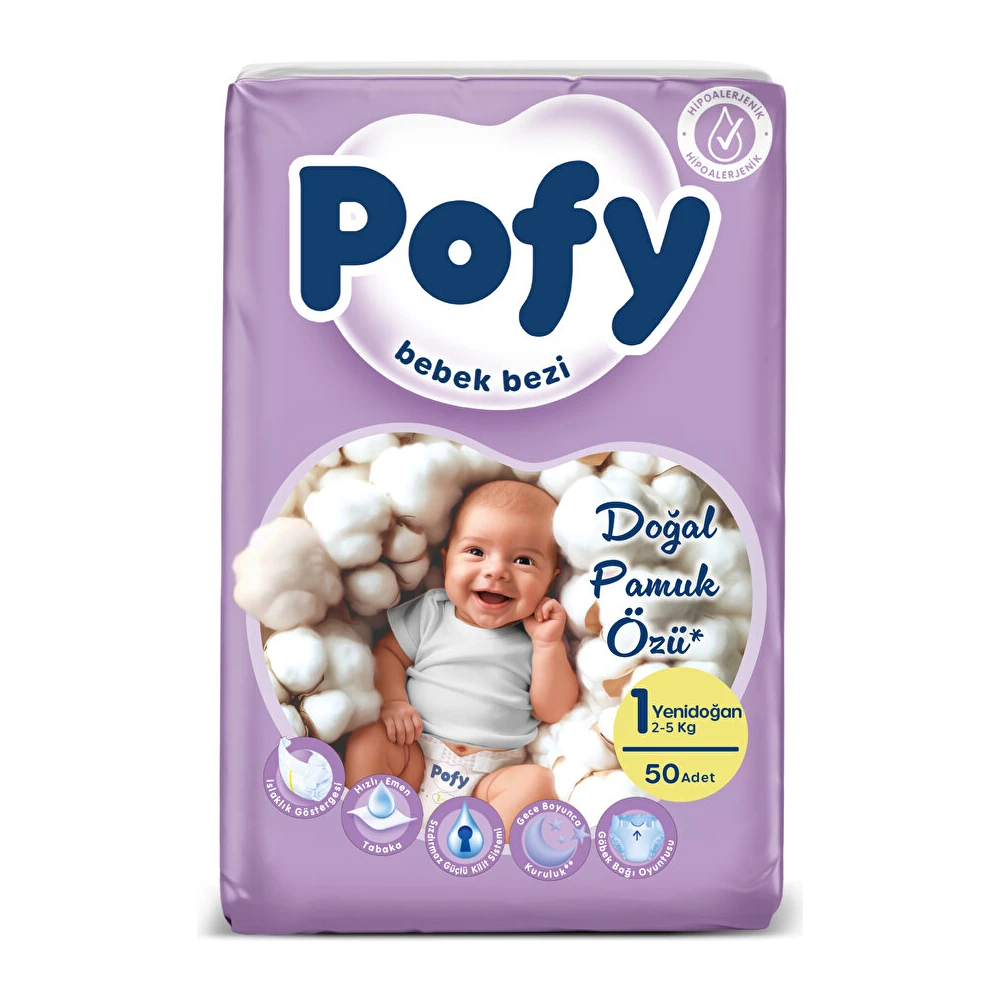 Pofy Yenidoğan 1 Bebek Bezi 2-5 kg 50 Adet