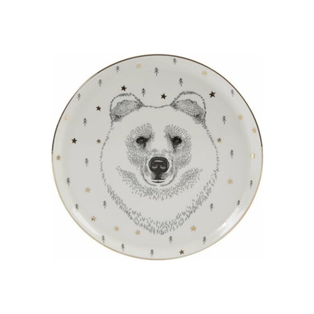Porland Forest Bear Düz Tabak 20Cm Desenli Seramik Malzeme ile Şık ve Modern Tasarım 04Lfh000451