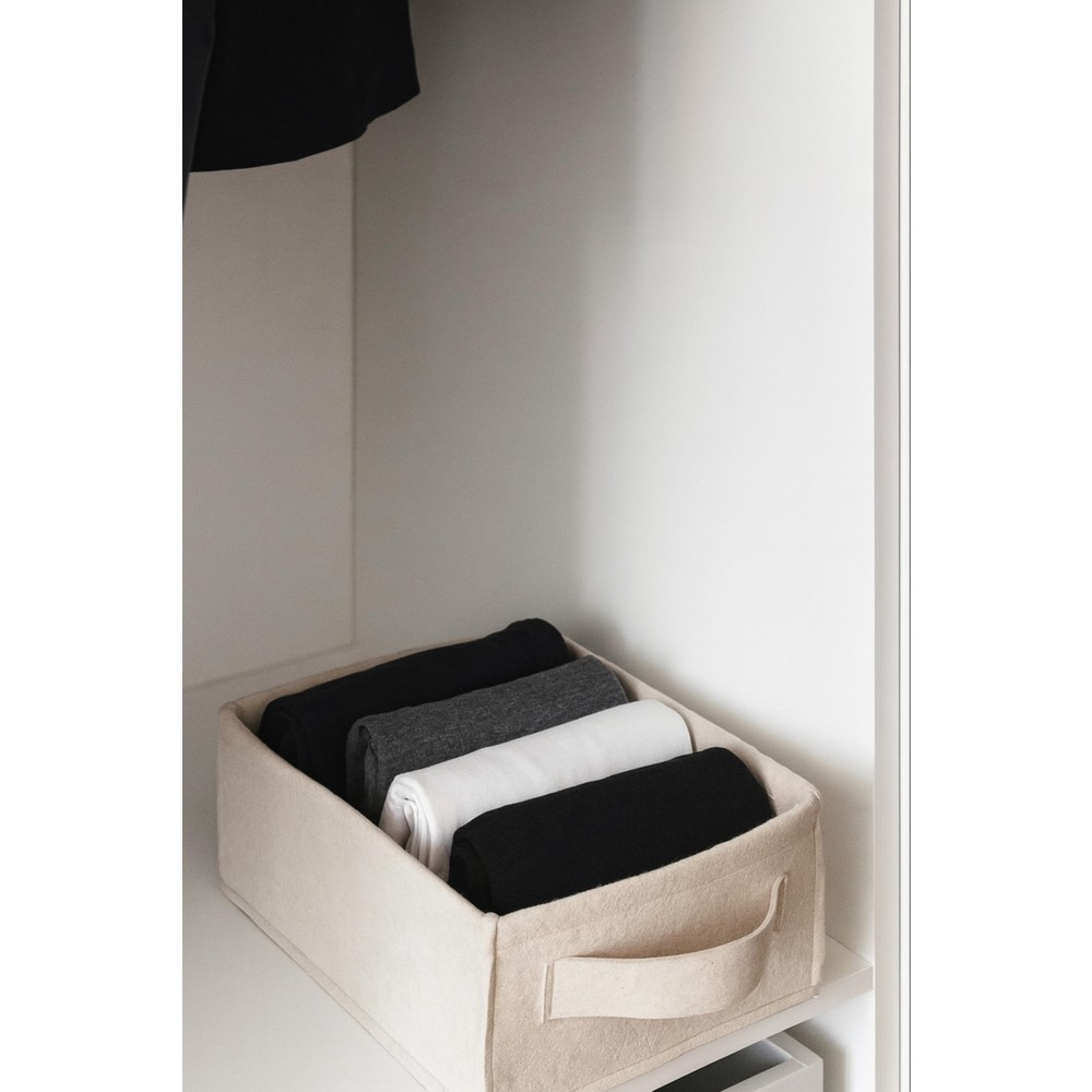 Krem Dolap Içi, Çamaşır, Oyuncak Düzenleyici, Saklama Kutusu, Keçe Sepet Organizer 38X25X13 cm