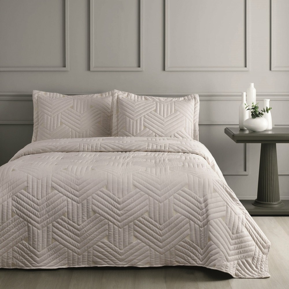 Linens Vita Beyaz Çift Kişilik Yatak Örtüsü Seti 3 Parça Polyester Malzeme Düz Tema