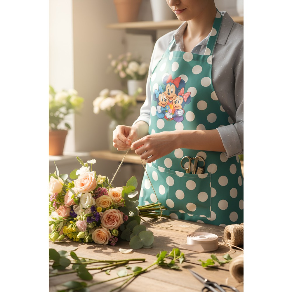 Su Yeşili Gabardin Puantiyeli Kumaş Mutfak Aşçı Önlüğü Master Chef