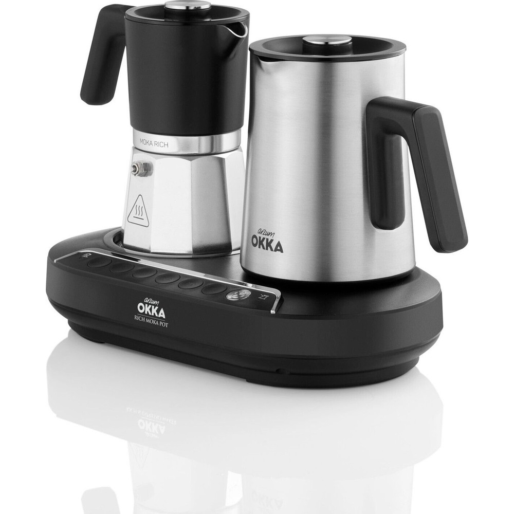 Krom Moka Pot Kahve Makinesi, Karıştırıcı, Italyan ve Türk Kahvesi, Okka Rich OK0027