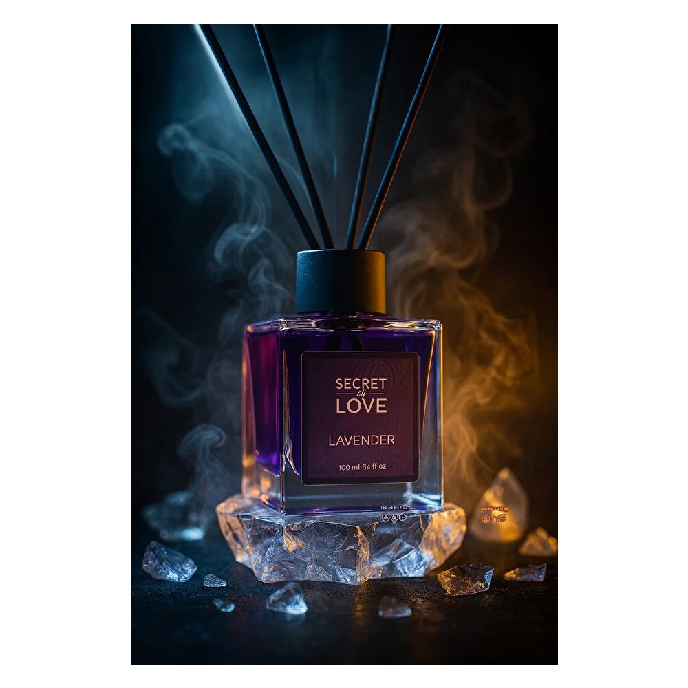 Secret of Love Lavanta Çubuklu Oda Kokusu 100 ml Hafif Lavanta Aromalı Bambu Çubuklarla Kalıcı Etki