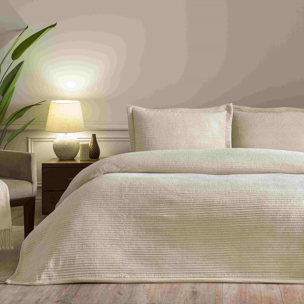 Linens Velona Kum Renkli Çift Kişilik Yatak Örtüsü Seti Geometrik Desenli Hava Geçirgen Polyester