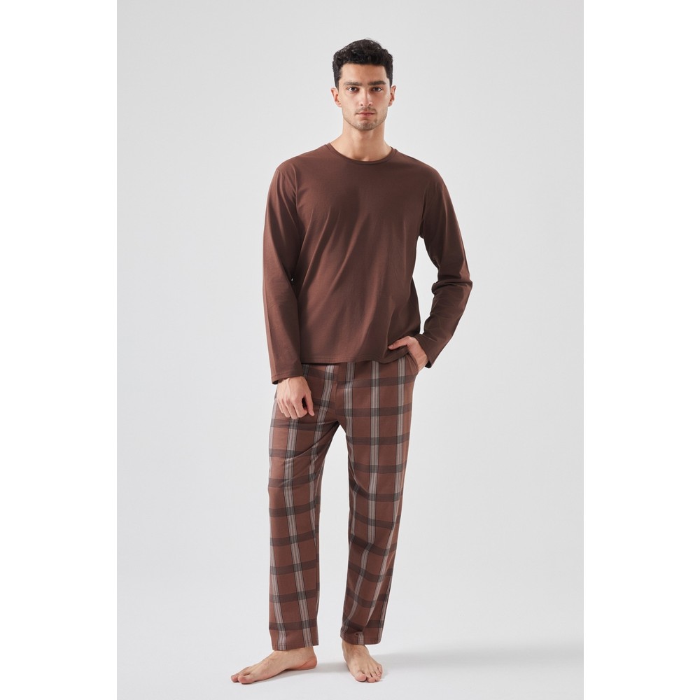 Koza İç Giyim Erkek Pamuklu Uzun Kollu Ekose Desenli Pijama Takımı