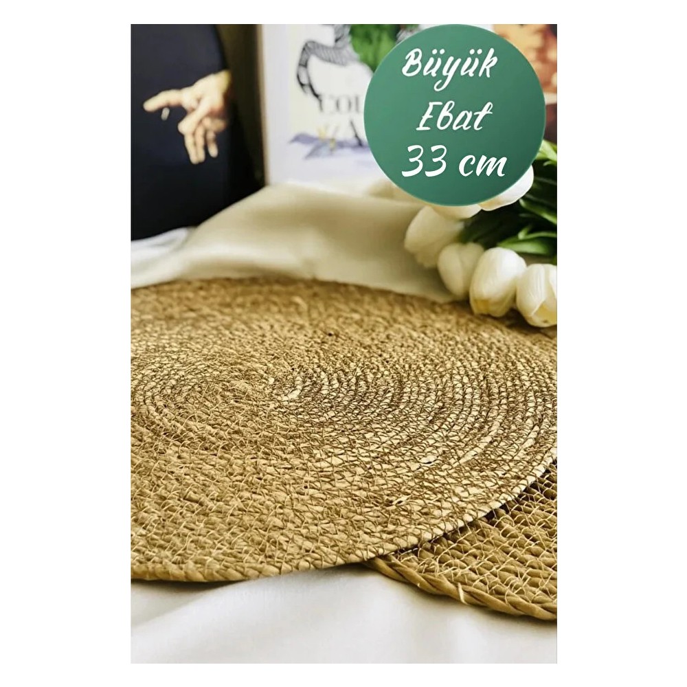 YUNUSOĞLU HOME Hasır Jüt Supla 2'li Set Amerikan Servis 33 cm Çap Supla 2'li
