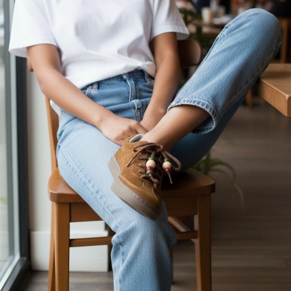 Ne&Ve Shoes Taba Süet Hakiki Deri Bağcıklı Kadın Günlük Sneaker