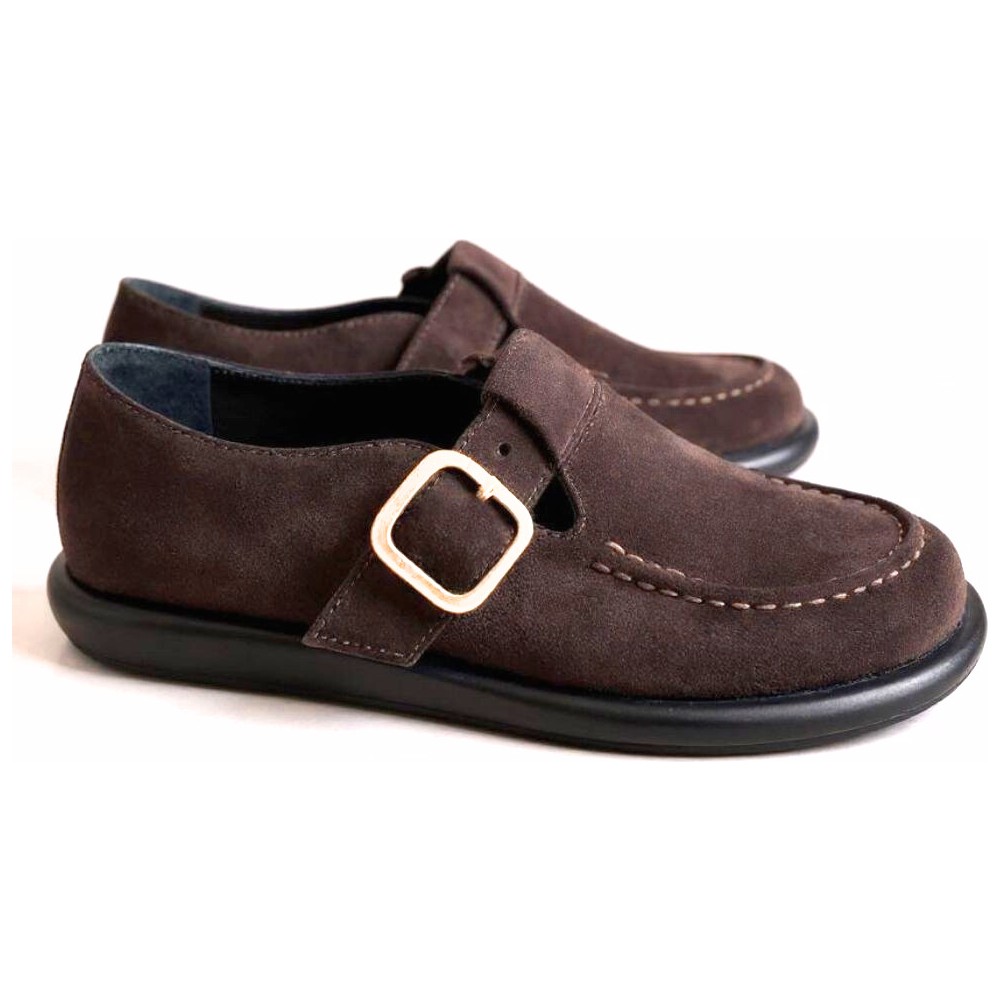 Ne&Ve Shoes Haki Süet Hakiki Deri Tokalı ve Lastikli Kadın Casual Ayakkabı