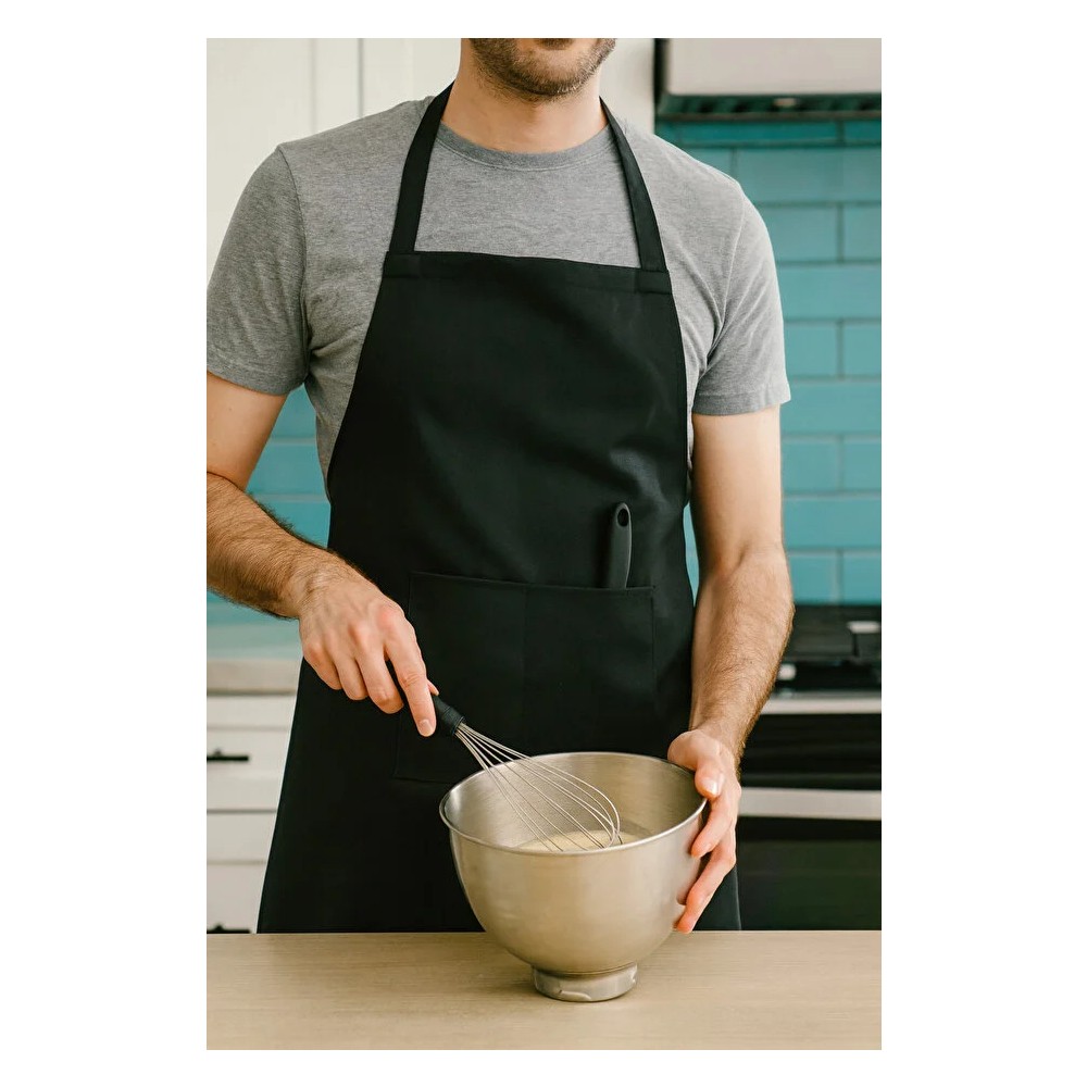 YUNUSOĞLU HOME Siyah Gabardin Kumaş Mutfak Aşçı Önlüğü Master Chef