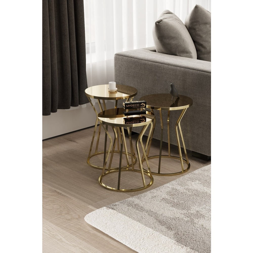 Home Plus Mobilya Kum Saati Zigon Sehpa Gold Kaplama Bronz Ayna