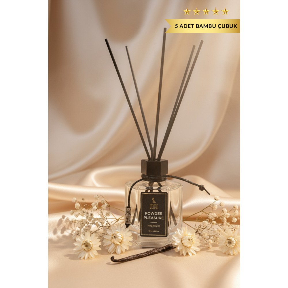 Secret of Love Powder Pleasure Premium Çubuklu Oda Kokusu 120 ml – Uzun Kalıcı Pudra & Temizlik Kokusu