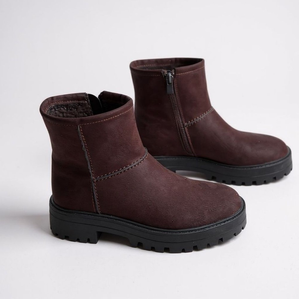 Ne&Ve Shoes Kahve Süet Hakiki Deri Içi Peluş Astarlı Kadın Bot