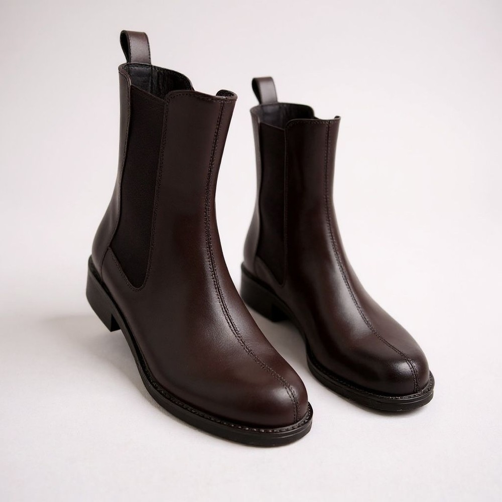 Ne&Ve Shoes Siyah Deri Iki Yandan Lastikli Kadın Chealsea Bot