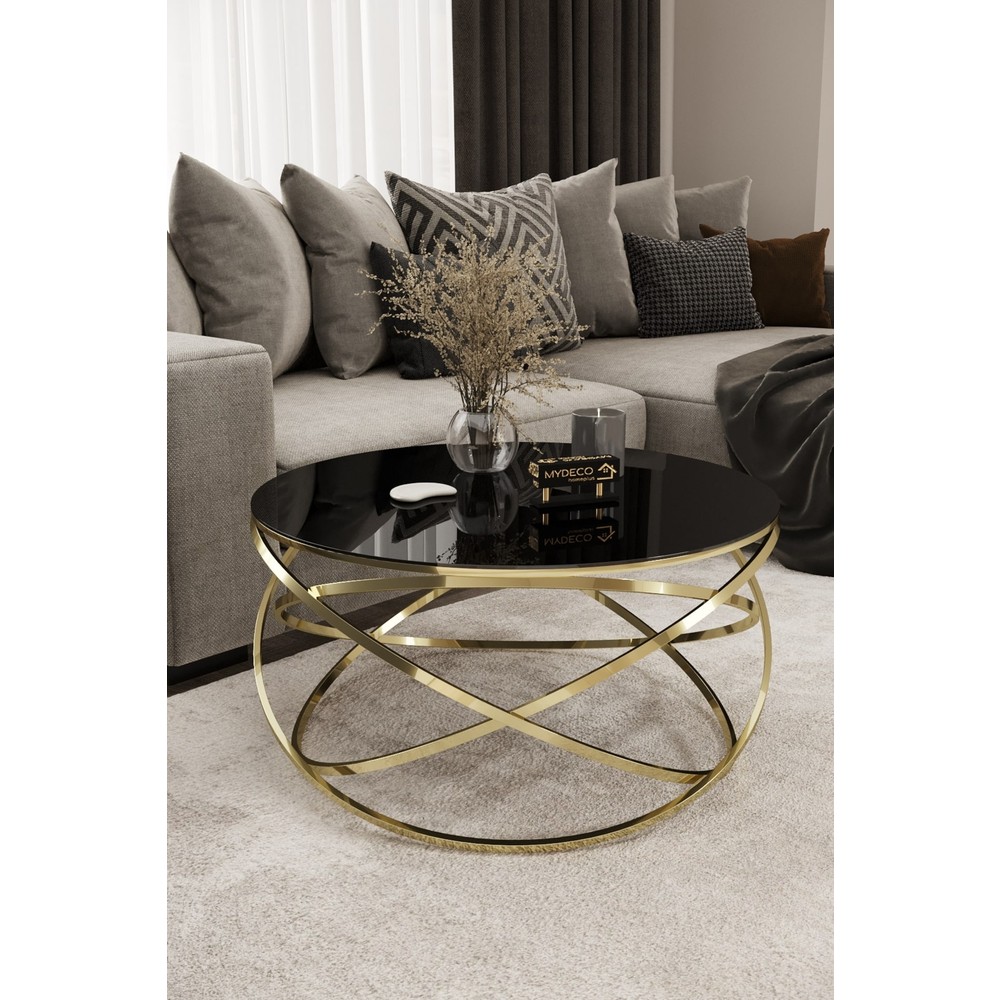 Home Plus Mobilya Gezegen Orta Sehpa Gold Kaplama Siyah Ayna