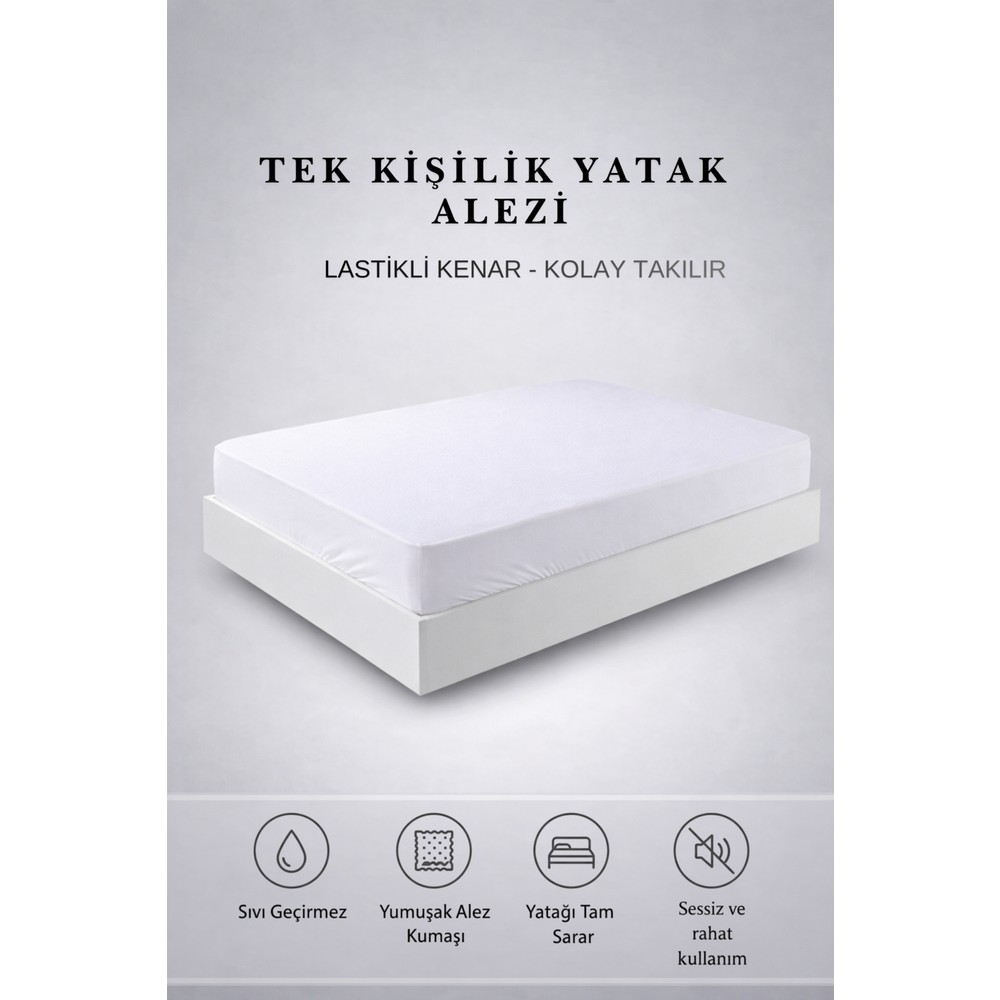 YUNUSOĞLU HOME Tek Kişilik Sıvı Geçirmez Lastikli Yatak Alezi 100X200X40 cm – Sessiz ve Yumuşak Kumaş