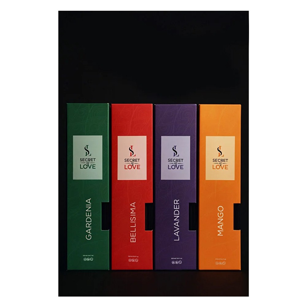 Secret of Love 4 Al 3 Öde Çubuklu Oda Kokusu 100ML Lavanta, Mango, Bellisima, Gardenia
