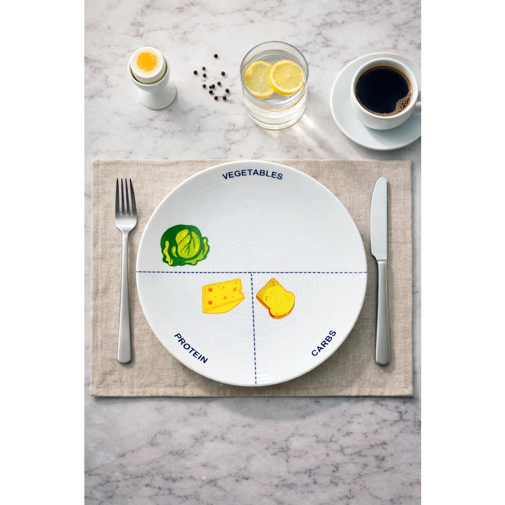 Grandora Diyet Tabağı 27 cm - Porsiyon Kontrollü Tabak Healthy Plate, Sağlıklı Beslenme & Kahvaltı Tabağı